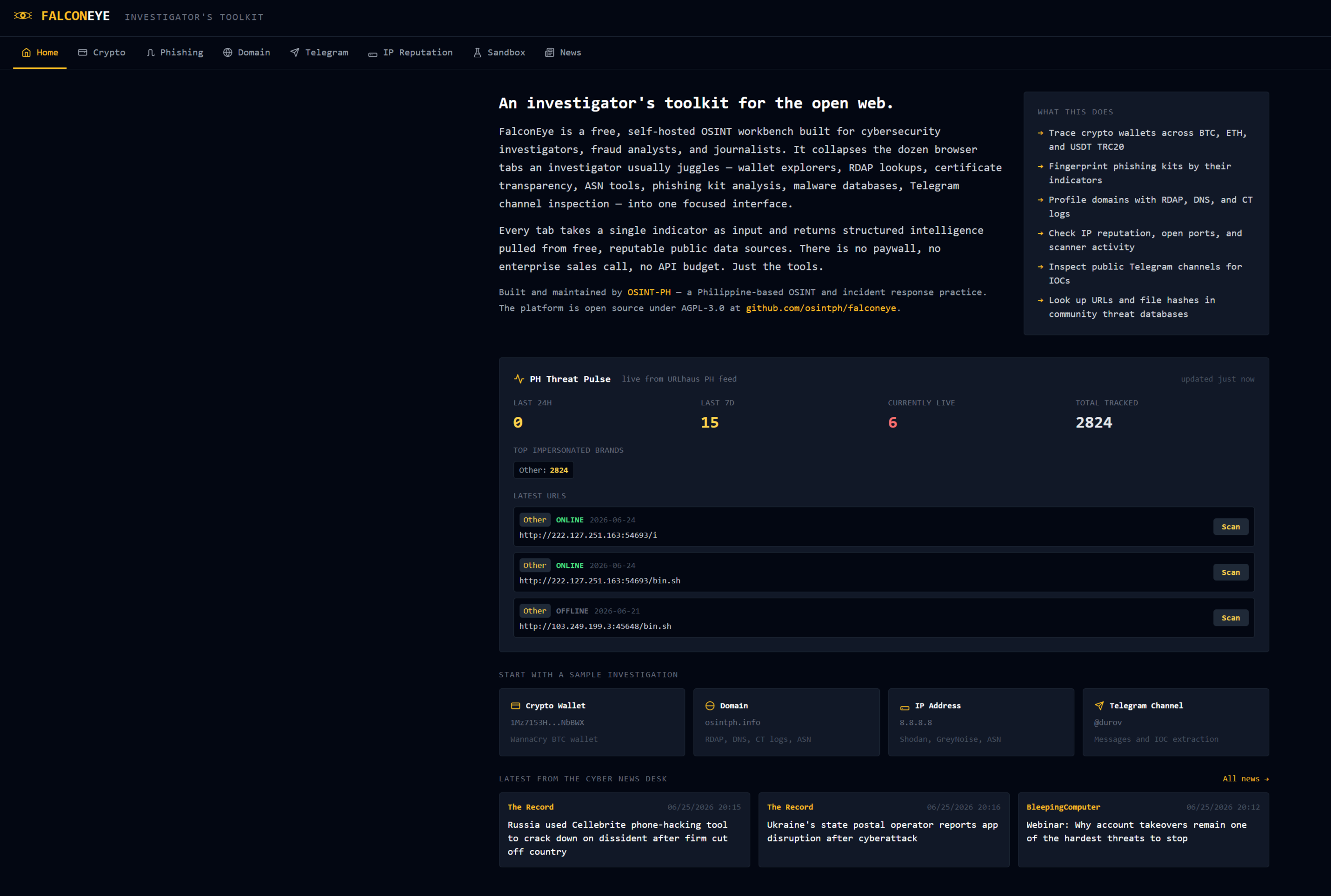 FalconEye: An investigator's toolkit for the open web